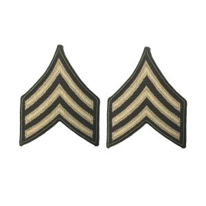 Army Green Service Uniform Chevron: Sergeant, embroidered on green, Small