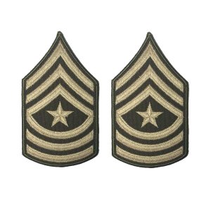 Army Green Service Uniform Chevron: Sergeant Major, embroidered on green, Small
