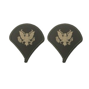 Army Green Service Uniform Chevron: Specialist, embroidered on green, Small