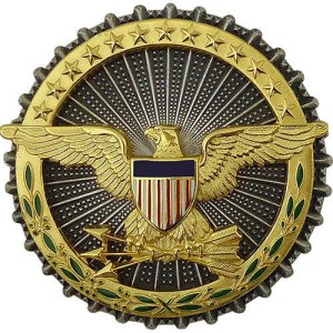 Army Identification Badge: Secretary of Defense, oxidized