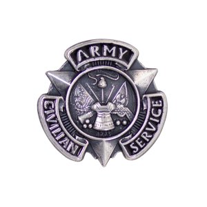 Army Lapel Pin: Civilian Service Silver, Oxidized