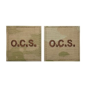 Army Officer Branch Insignia: OCS Spice Brown Letters, embroidered on OCP with Hook