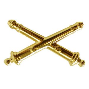 Army Officer Branch of Service Collar Device: Artillery, 22k gold plated