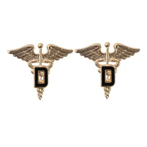 Army Officer Branch of Service Collar Device: Dental, 22k gold plated