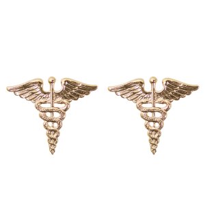 Army Officer Branch of Service Collar Device: Medical, gold plated