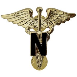 Army Officer Branch of Service Collar Device: Nurse, 22k gold plated
