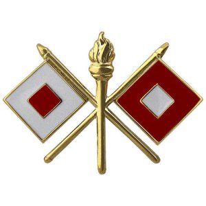 Army Officer Branch of Service Collar Device: Signal, 22k gold plated