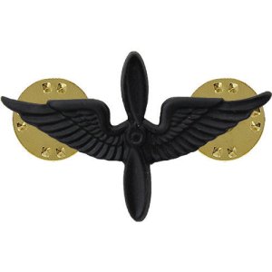 Army Officer Collar Device: Aviation, black metal