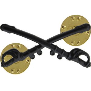 Army Officer Collar Device: Cavalry, black metal