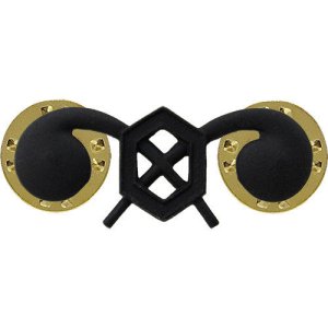 Army Officer Collar Device: Chemical, black metal