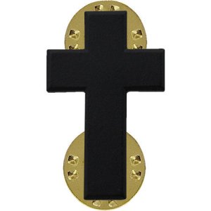 Army Officer Collar Device: Christian Chaplain, black metal