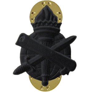 Army Officer Collar Device: Civil Affairs, black metal