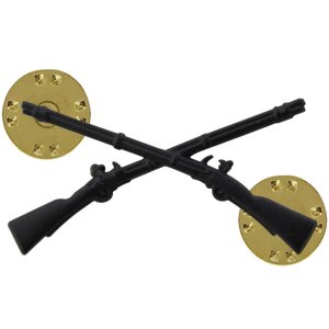 Army Officer Collar Device: Infantry, black metal