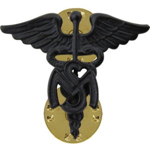 Army Officer Collar Device: Medical Service Corps, black metal