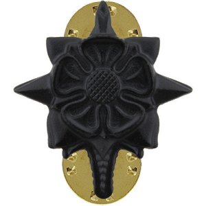 Army Officer Collar Device: Military Intelligence, black metal