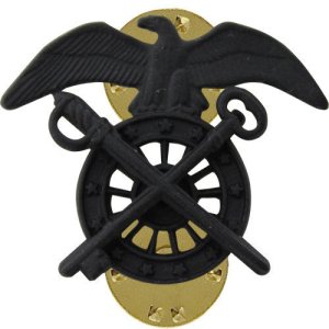 Army Officer Collar Device: Quartermaster, black metal