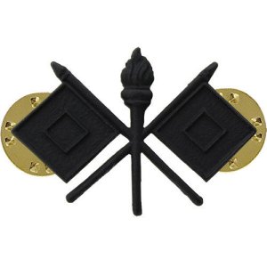 Army Officer Collar Device: Signal, black metal