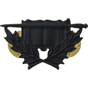 Army Officer Collar Device: Staff Specialist, black metal