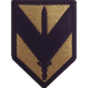 Army Patch: First Sustainment Brigade, embroidered on OCP