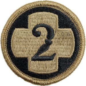 Army Patch: Second Medical Brigade, embroidered on OCP