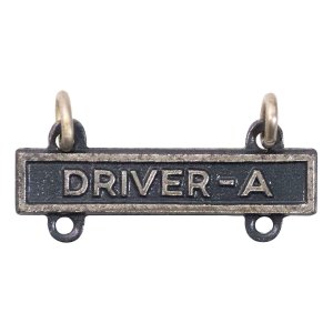 Army Qualification Bar: Driver A, silver oxidized finish