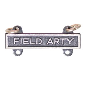 Army Qualification Bar: Field Artillery, silver oxidized finish