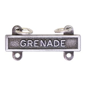 Army Qualification Bar: Grenade, silver oxidized finish