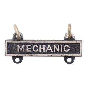 Army Qualification Bar: Mechanic, silver oxidized finish