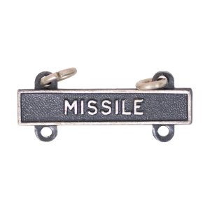 Army Qualification Bar: Missile, silver oxidized finish