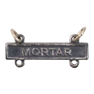 Army Qualification Bar: Mortar, silver oxidized finish