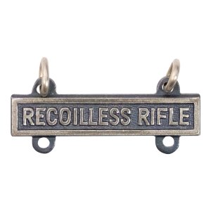 Army Qualification Bar: Recoilless Rifle, silver oxidized finish