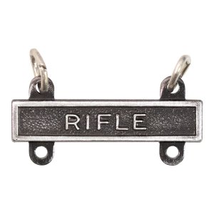 Army Qualification Bar: Rifle, silver oxidized finish