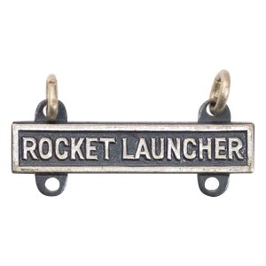 Army Qualification Bar: Rocket Launcher, silver oxidized finish