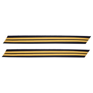 Army Service Stripe: Gold Embroidered on Blue, female, set of 2