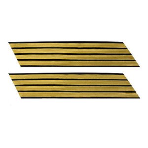 Army Service Stripe: Gold Embroidered on Blue, female, set of 4