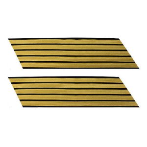 Army Service Stripe: Gold Embroidered on Blue, female, set of 5