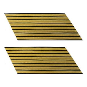 Army Service Stripe: Gold Embroidered on Blue, female, set of 8