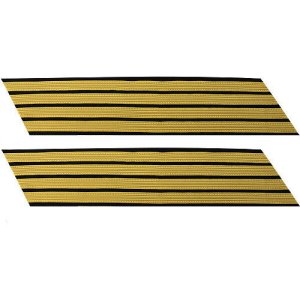 Army Service Stripe: Gold Embroidered on Blue, male, set of 4