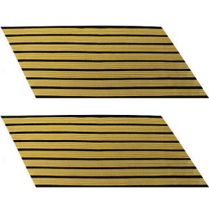Army Service Stripe: Gold Embroidered on Blue, male, set of 8