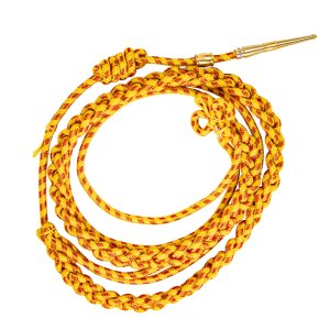 Army Shoulder Cord: Vietnam, Gold with Red Spots and Brass Tip