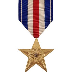 Decorations Full Size Medal: Silver Star, 24k Gold Plated