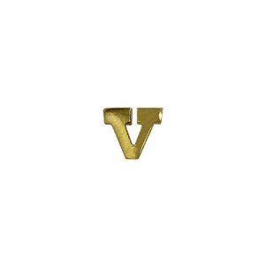 Decorations No Prong Ribbon Attachments: Letter V, satin gold