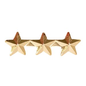 Decorations Ribbon Attachments: Three Stars Mounted on a Bar, 5/16 inch, gold