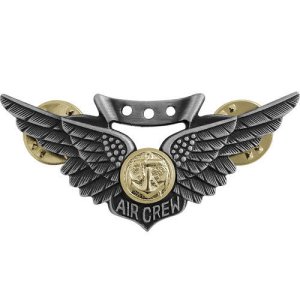 Navy Badge: Combat Aircrew, regulation size oxidized finish
