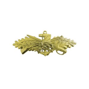 Navy Badge: Seabee Combat Warfare Special Officer, miniature, gold finish
