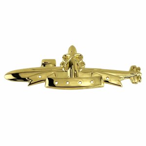 Navy Badge: SSBN Submarine Deterrent Patrol, regulation size, 24k gold