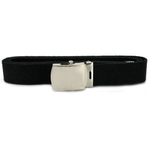 Navy Belt and Buckle: Black Cotton Nickel Silver Buckle and Tip, male