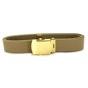Navy Belt and Buckle: Khaki Poly-Wool 24k Gold Buckle and Tip, male