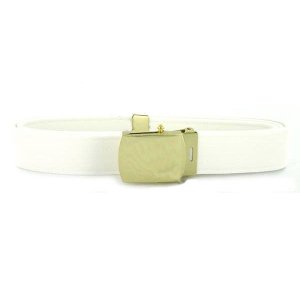 Navy Belt and Buckle: White CNT with Brass Buckle and Tip, male