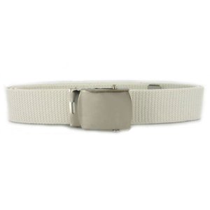 Navy Belt and Buckle: White Cotton Nickel Silver Buckle and Tip, male